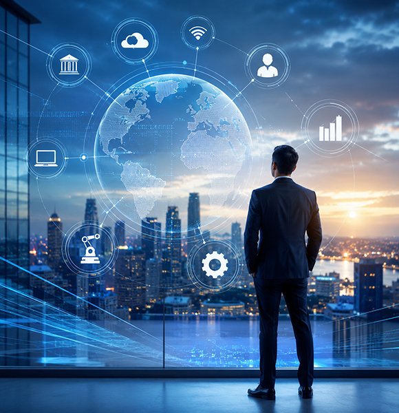 Business analytics dashboard showing digital transformation metrics