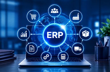 ERP dashboard product mockup